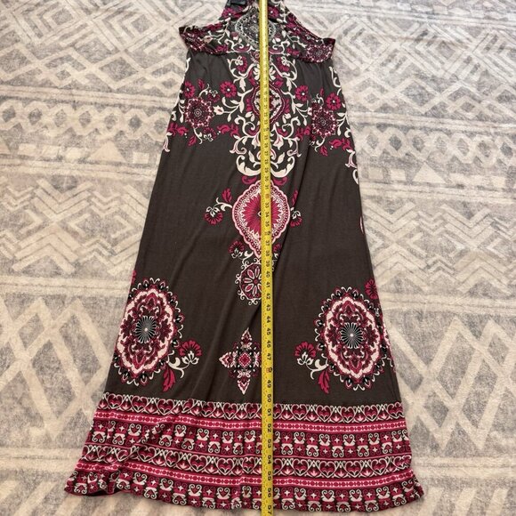 INC International Concepts Maxi Dress Large Beaded Paisley Brown Pink White Boho - Picture 7 of 9